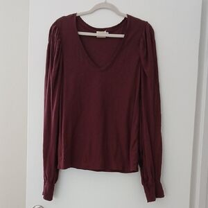 Nation LTD Deep Burgundy Long Sleeve Top